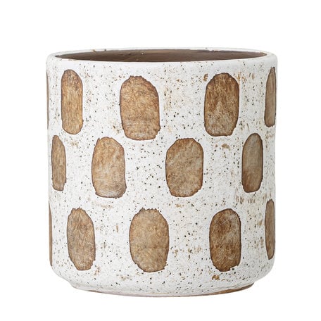 Flowerpot white - Terracotta squares