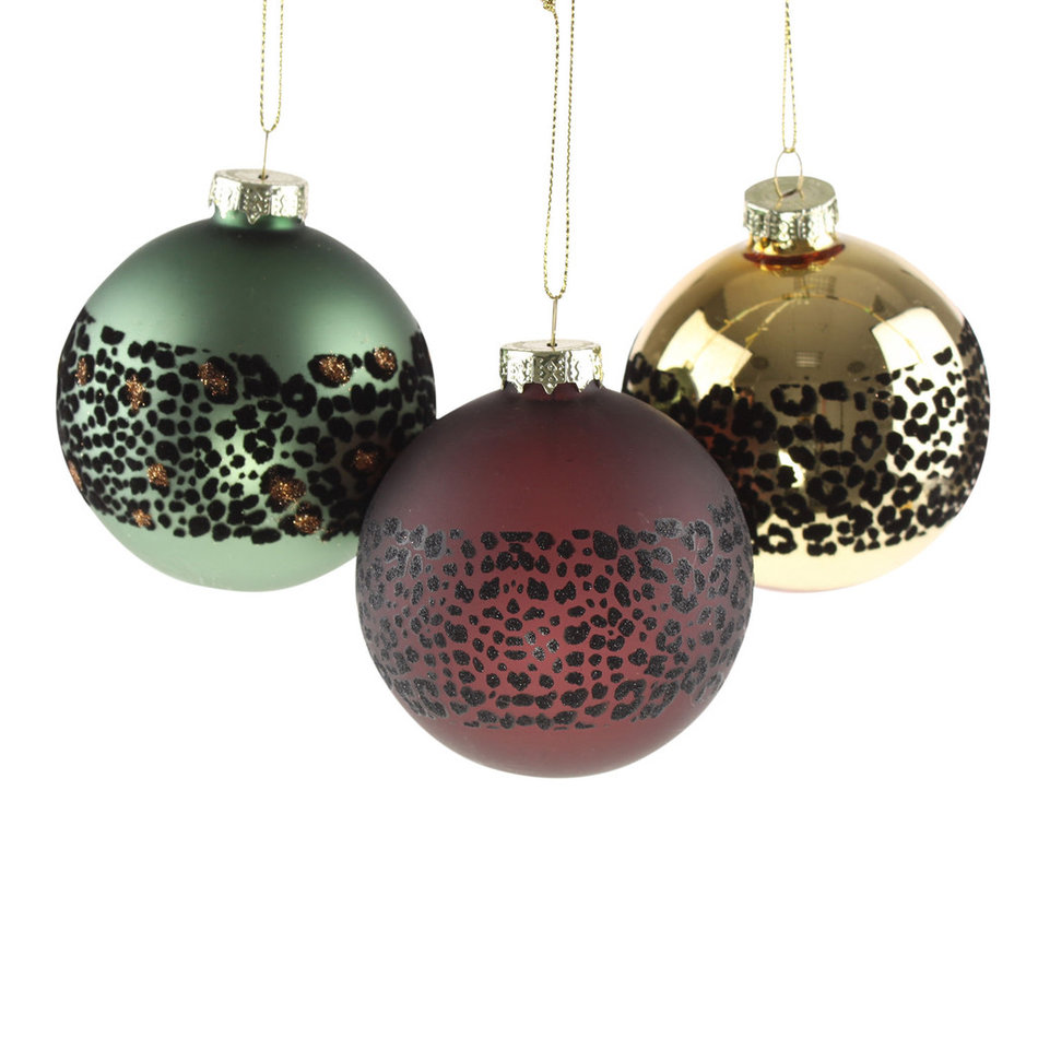 Christmas baubles Leo - 3 pcs - Ø 8 cm