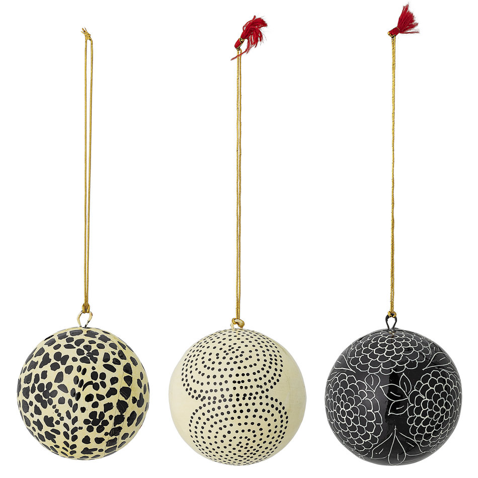 Papier mache kerstballen Handbeschilderde Nordic kerstdecoratie Livv Lifestyle