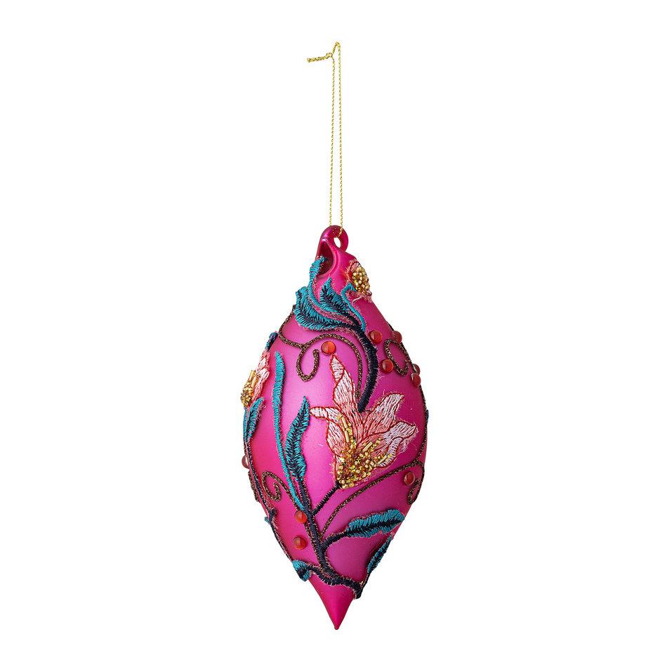 Punt  kerst ornament -  Roze - Borduursel