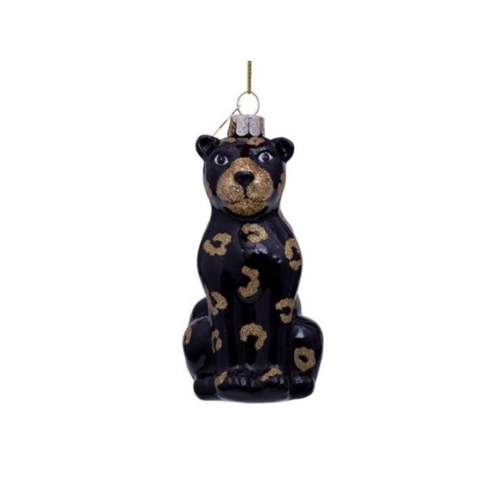 Kerst ornament - Zwarte panter - Glitter