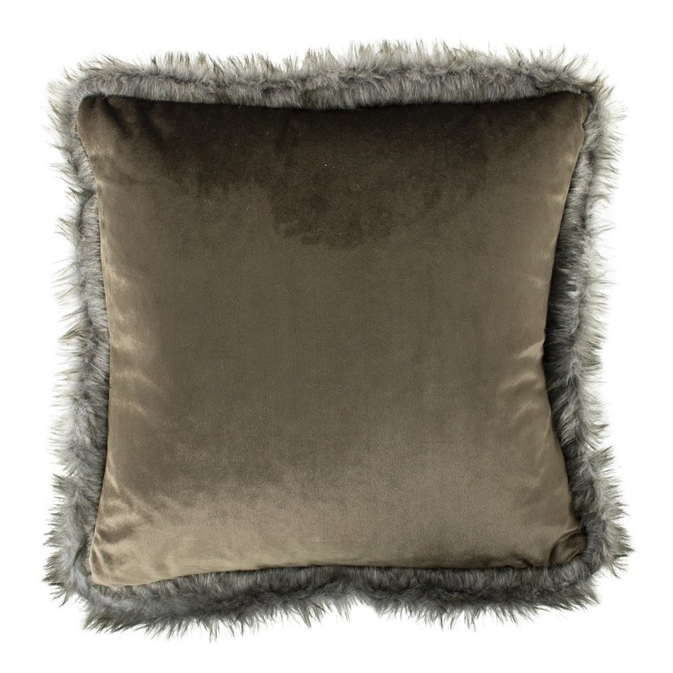 Velvet cushion - Fur - Taupe