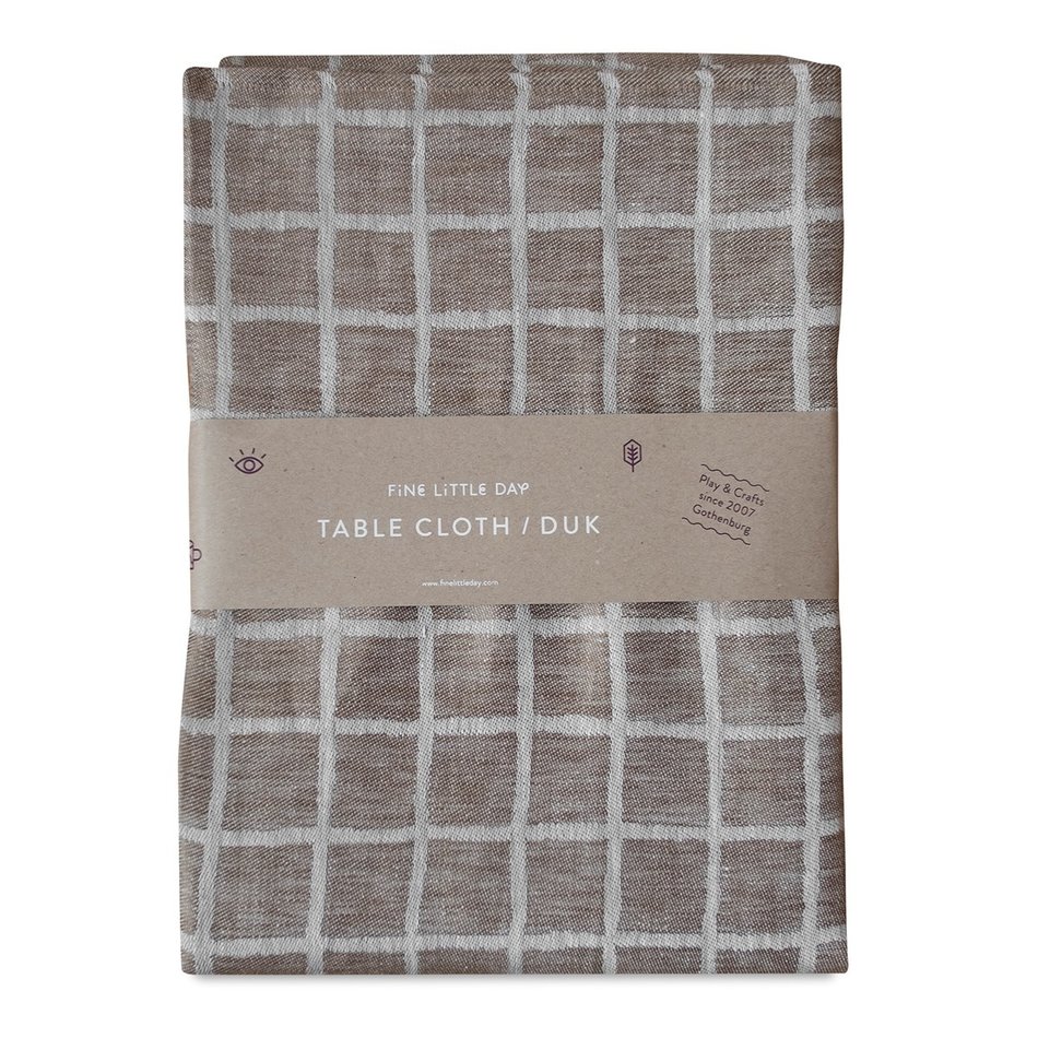 Tablecloth Rutig - Linen - Brown