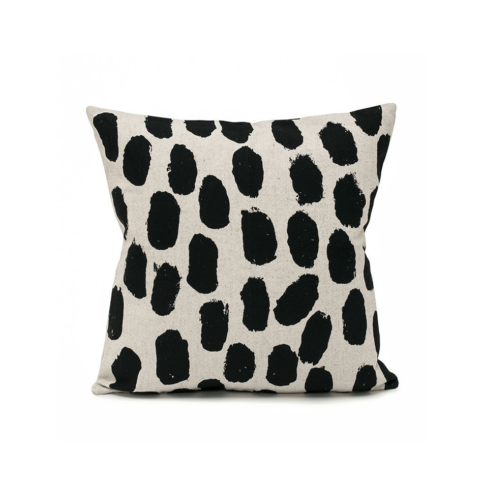 Linen cushion cover Dots - Black