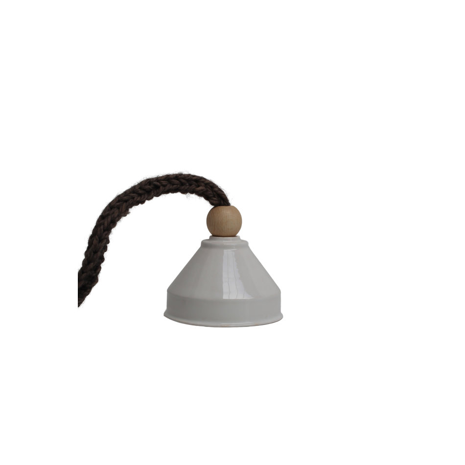 Lamp ceramics / White - Knitted cord / Brown