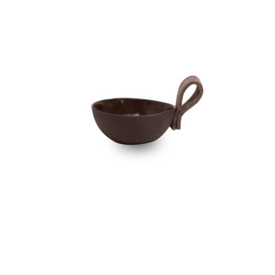 Ceramic bowl / brown - Felt loop