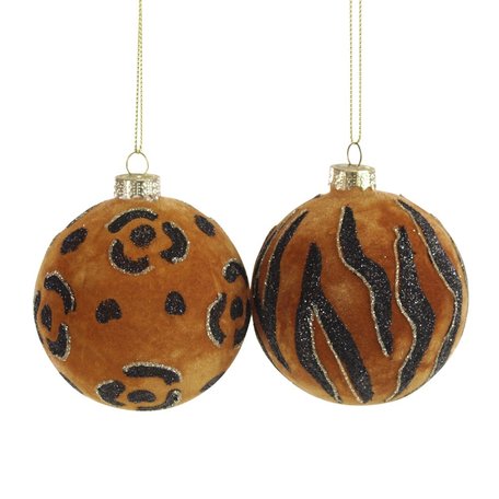 Christmas bauble leopard - Velvet - 2 pcs - Ø 8 cm