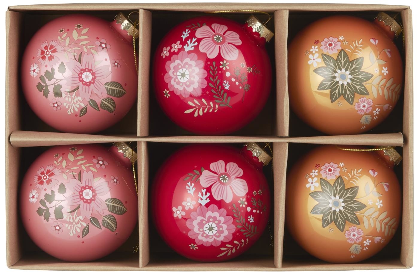De gasten Hong Kong Pakket IB Laursen / Kerstbal bloemen - Set van 3 - Folklore look - Livv Lifestyle