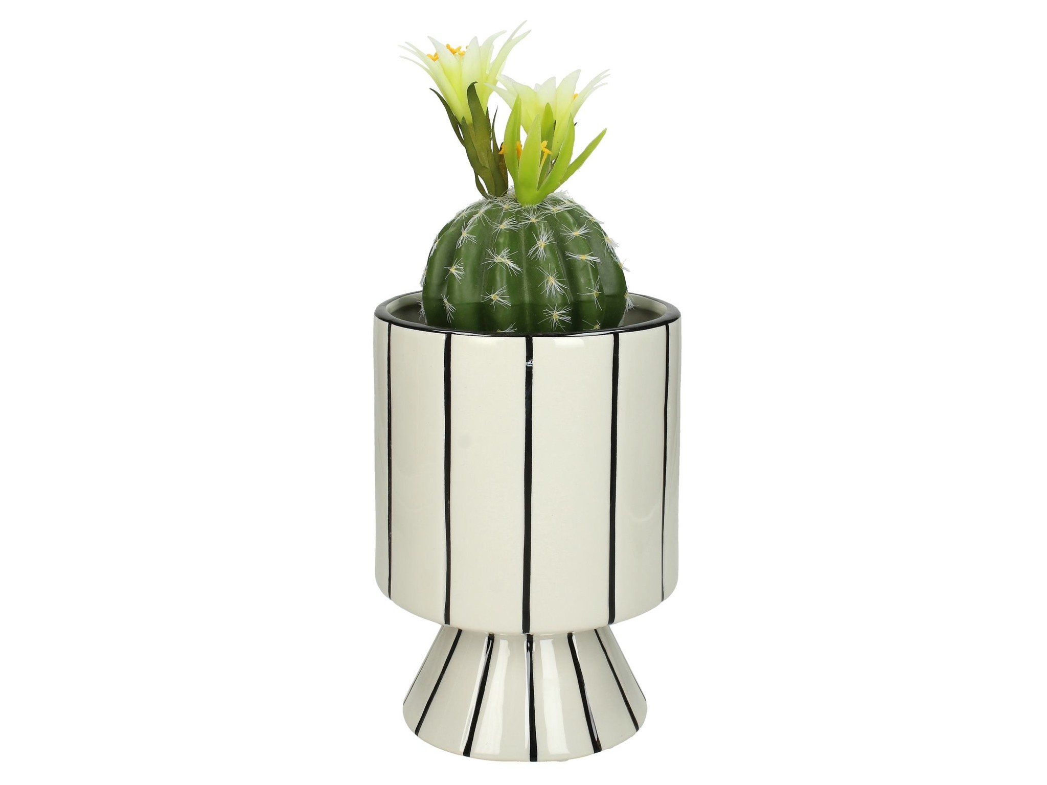 Bloempot op Zwart / Wit gestreept - Design pot keramiek - Livv