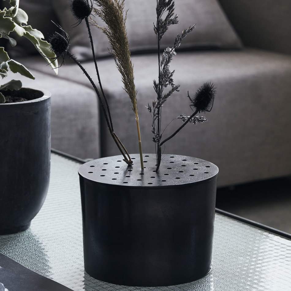 Vase Flow  - Round - Black / Brown