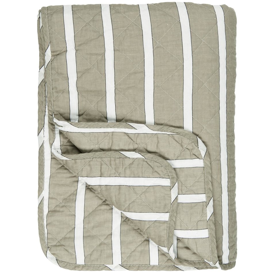 Quilt throw - Wide Stripe - Beige / White