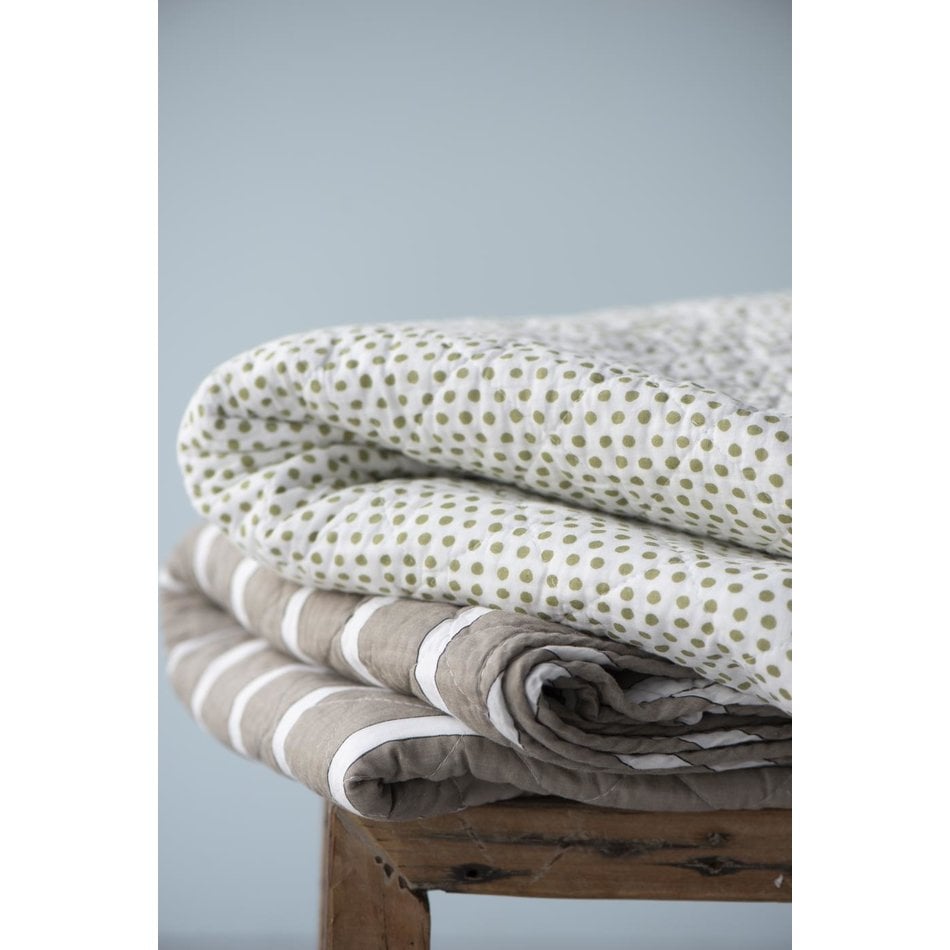 Quilt throw - Wide Stripe - Beige / White