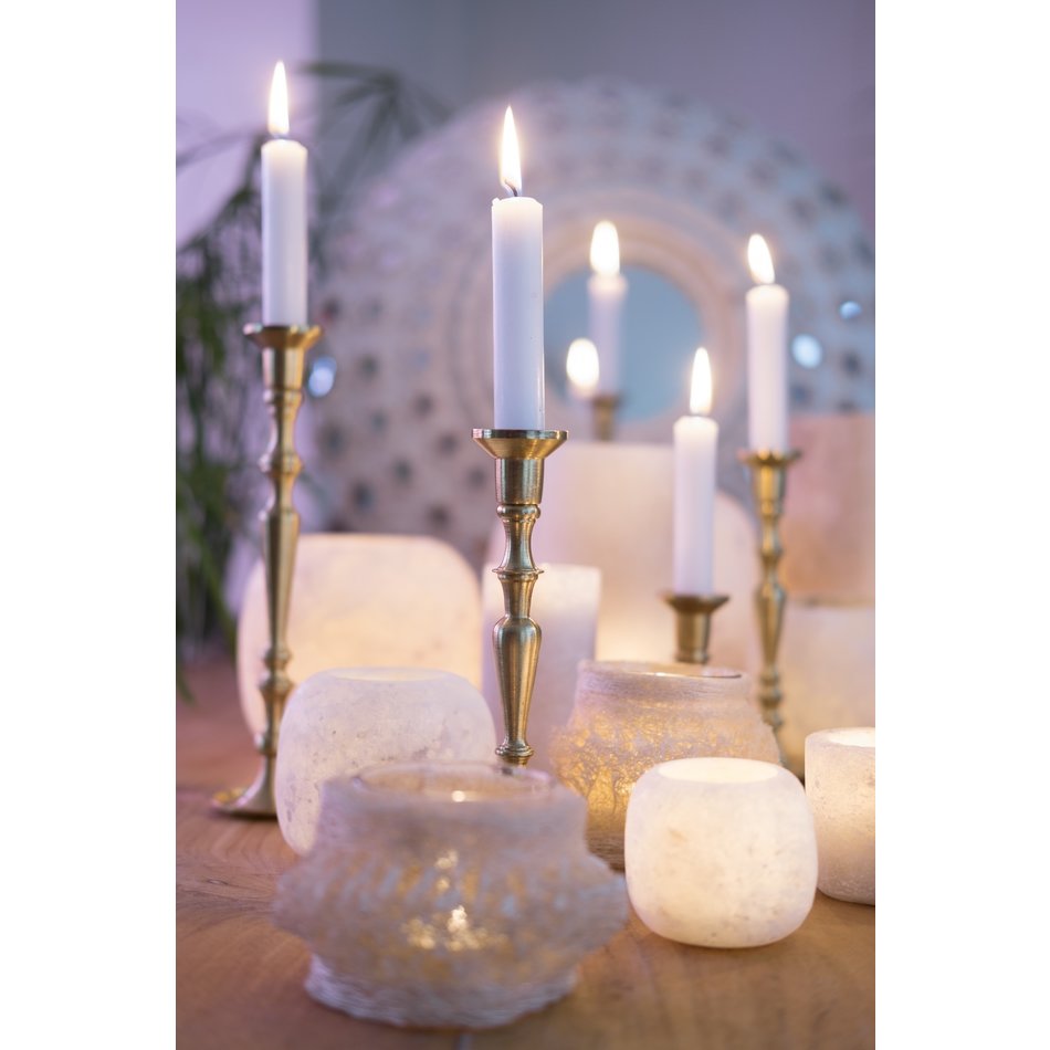 Alabaster tea light holder - White - Large