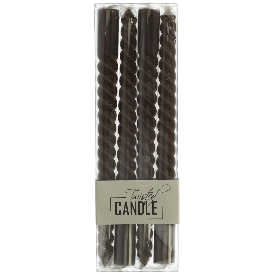 Twisted candle - Dark brown - 4 pcs