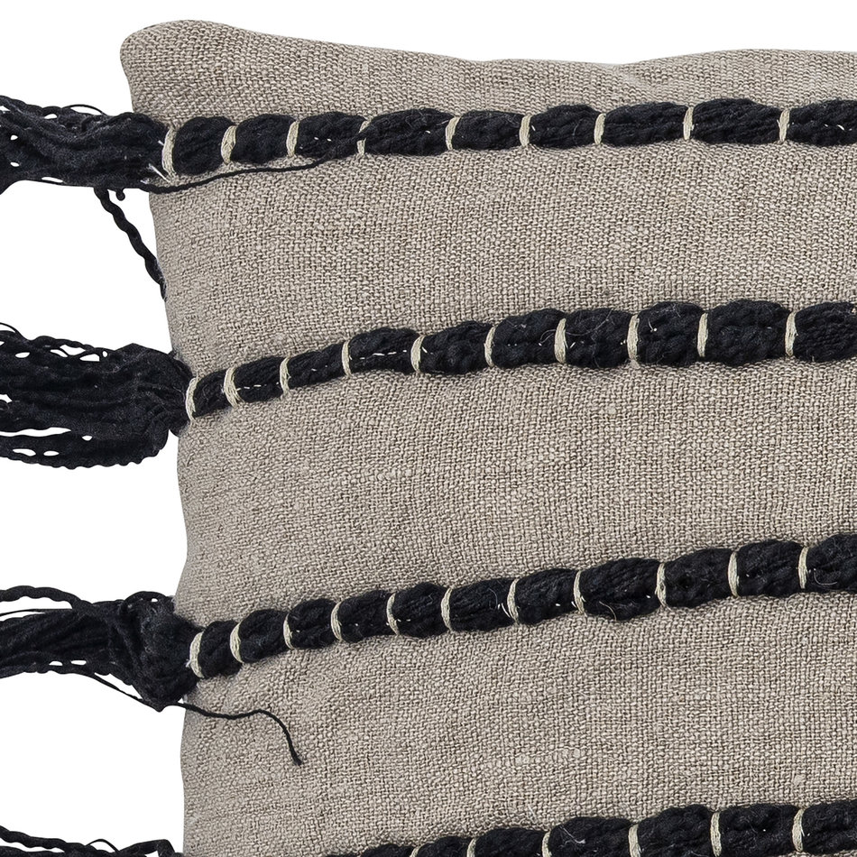 Cushion Dora  - Natural / Black striped - Linen