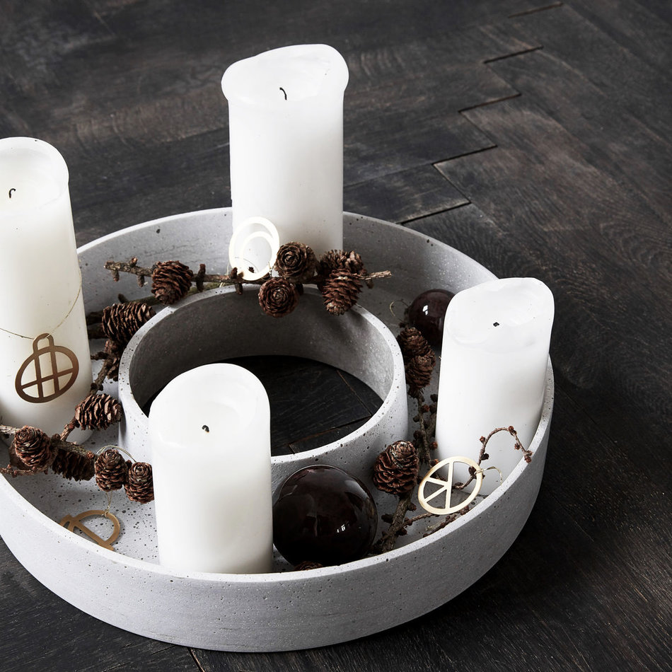 Candle holder the ring  - Grey