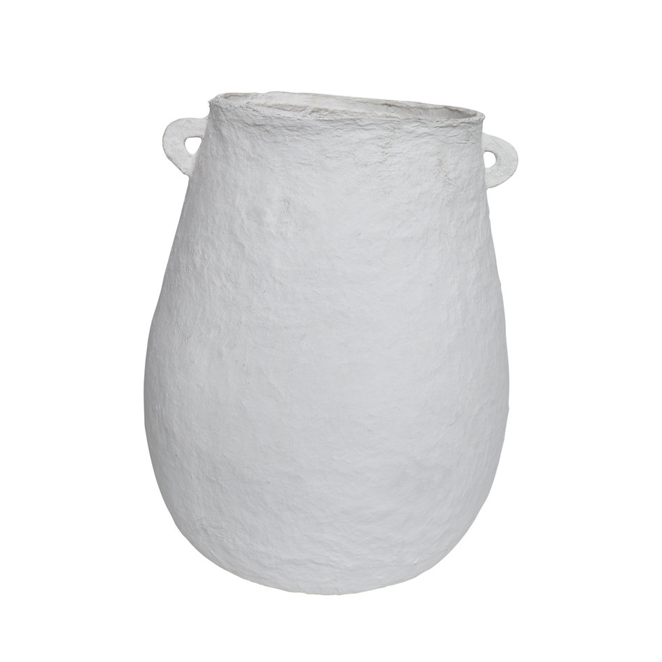 Decorative pot Orecchi - Cotton mache - White