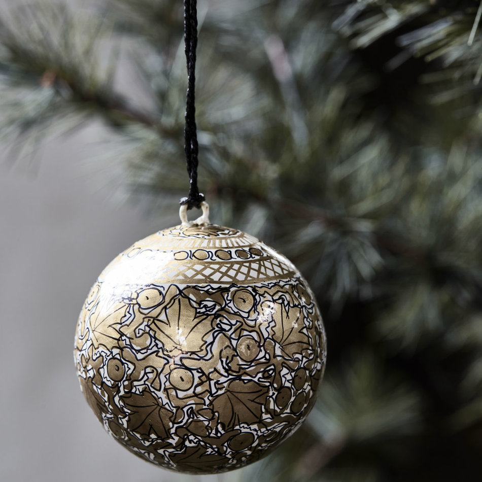 Paper mache -  Christmas ball - Gold