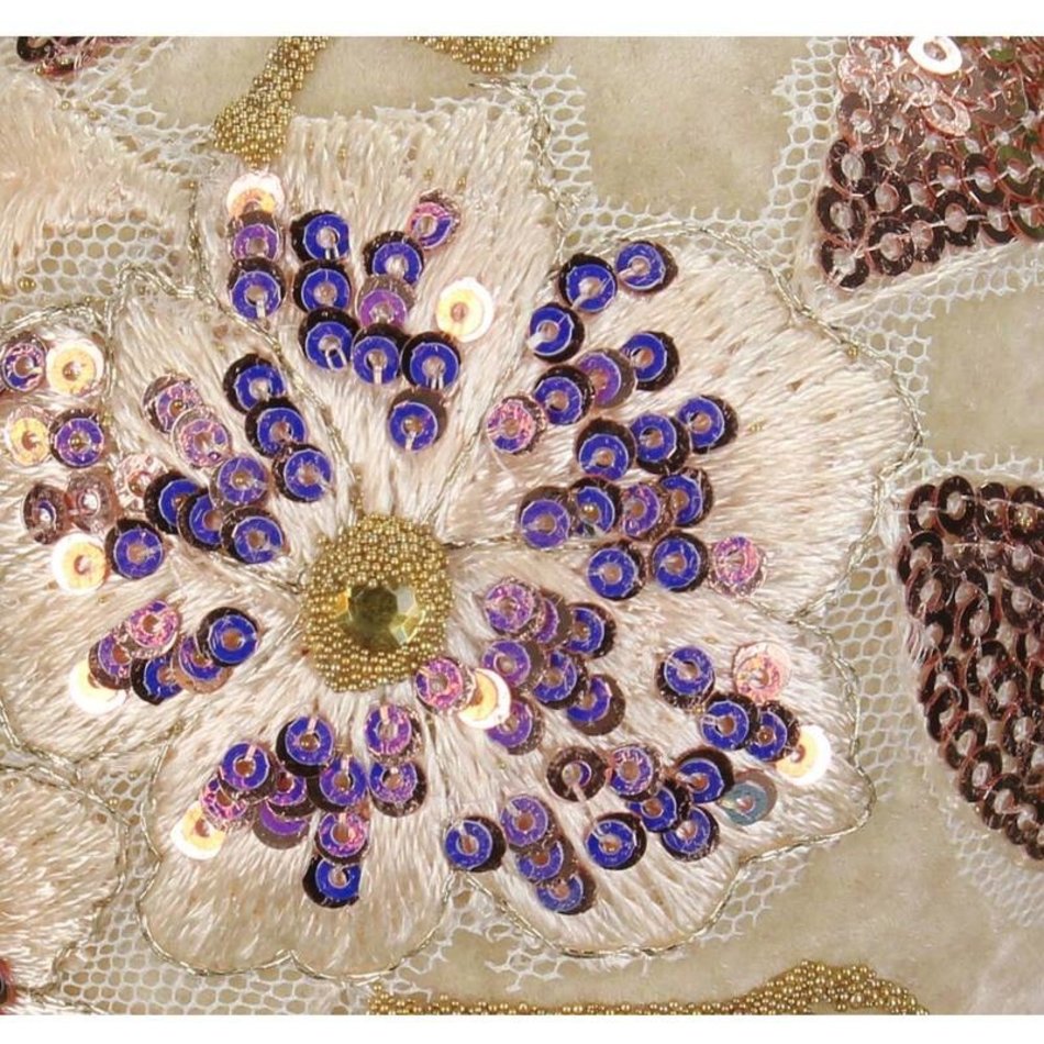 Velvet ornament - Flowers - Beige