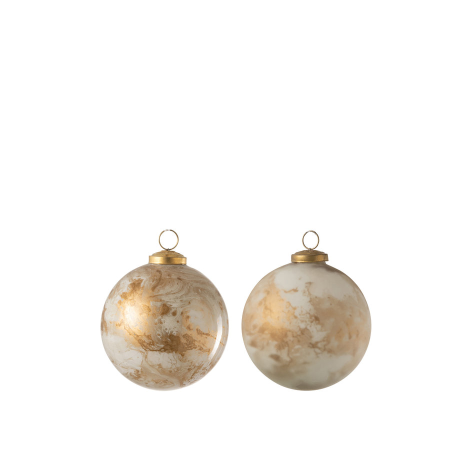 Christmas Bauble - Marble - Gold - Ø 13,5 cm - 2 pcs