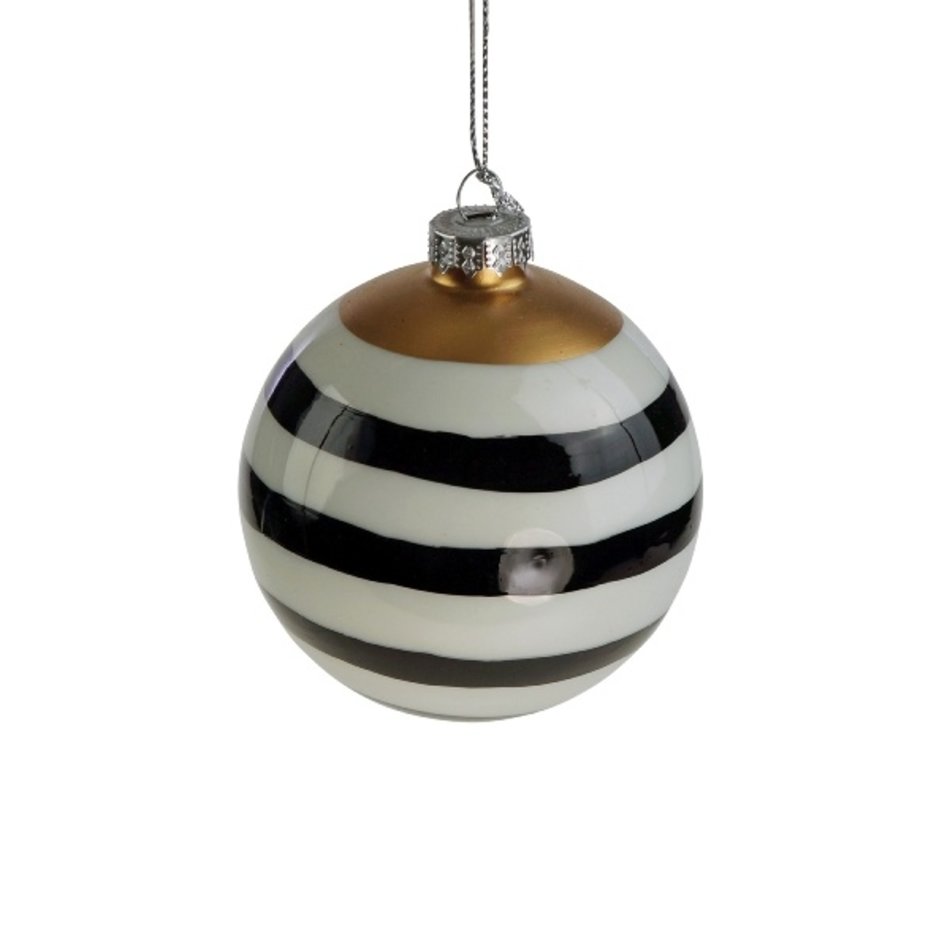 Christmas bauble-  Black striped - Ø 8cm