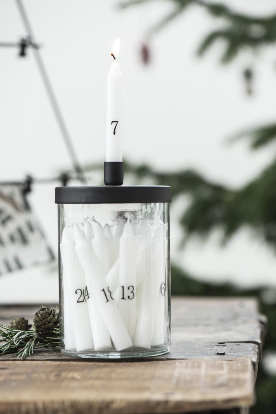 IB Laursen / Advent kaarsen 1-24 - Wit Zwart - Aftellen naar kerst - Livv Lifestyle