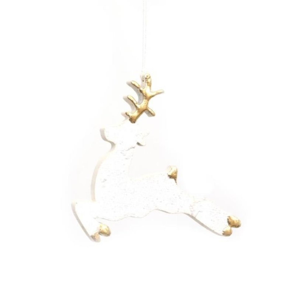 Reindeer - Paper mache - White / Gold