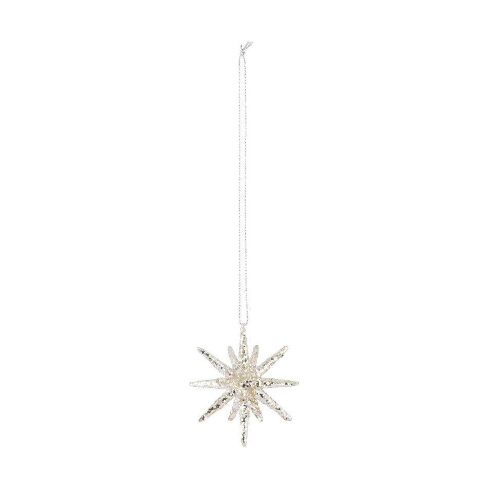 Christmas star Spike - Silver - Glitter - Ø 7,5cm