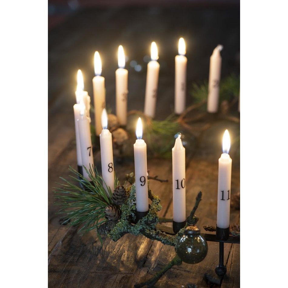 Advent kaarsen 1-24  - Beige / Zwart