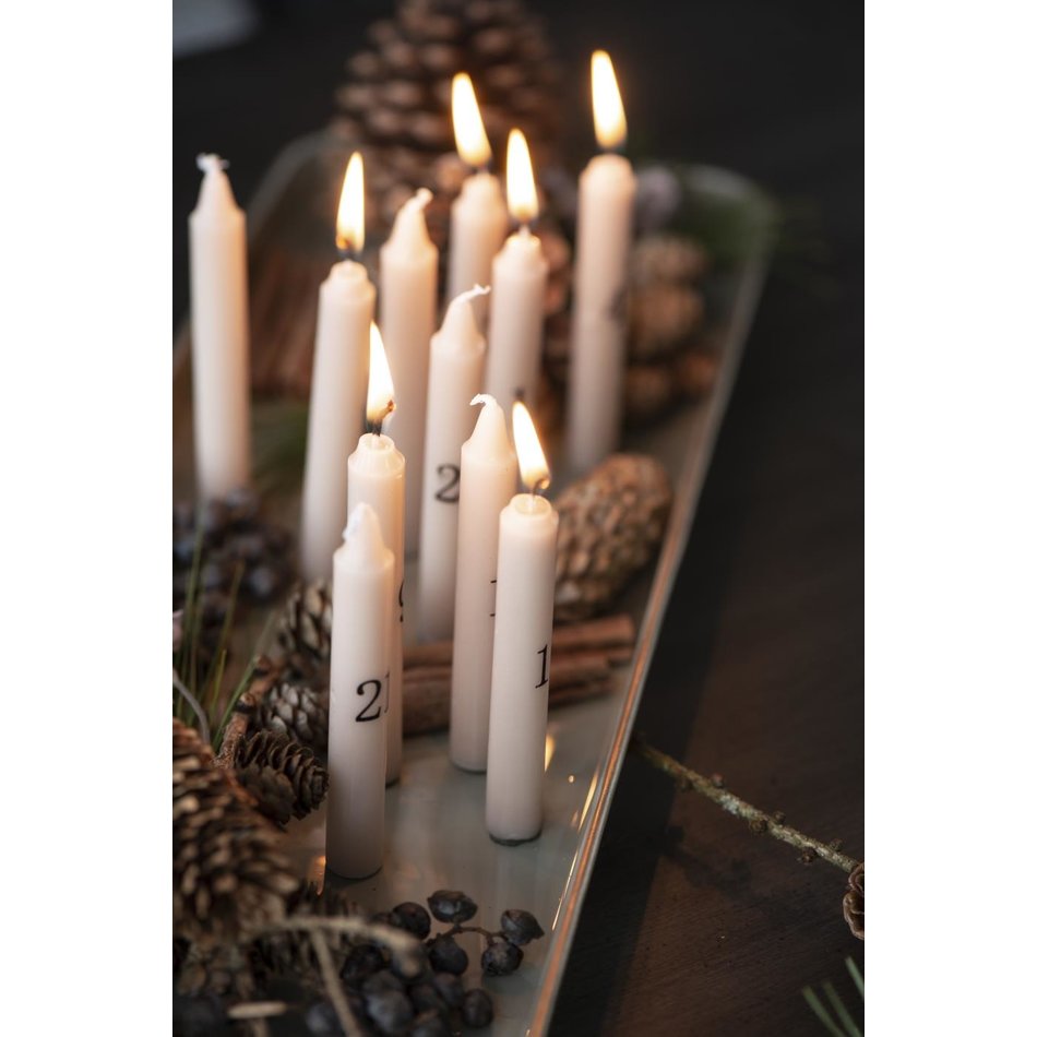Advent kaarsen 1-24  - Beige / Zwart