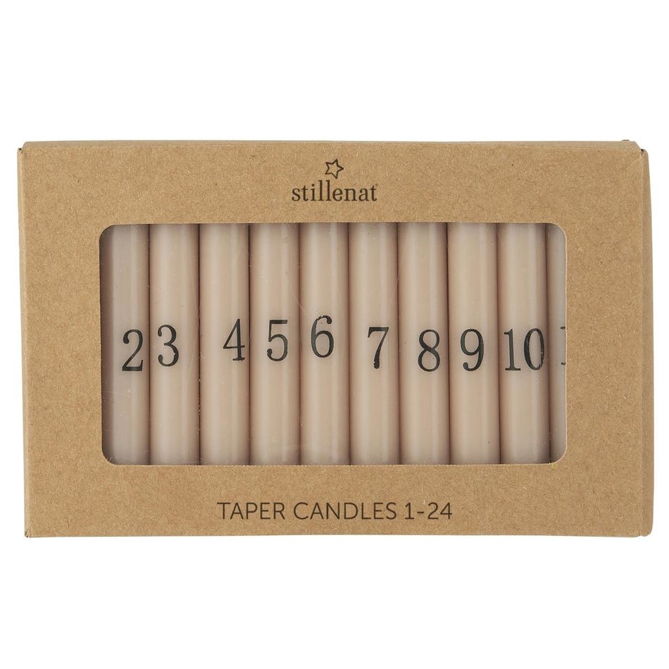 Advent candles 1-24 - Beige / Black