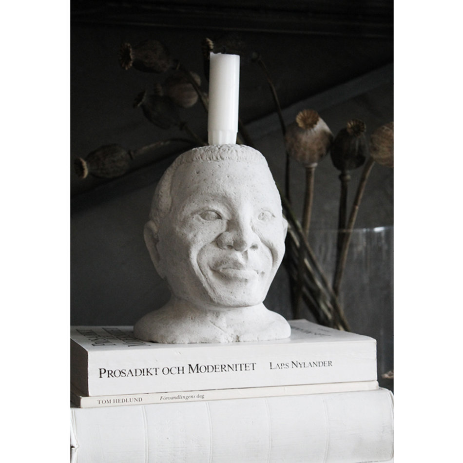 Candle holder Nelson Mandela - Soft grey