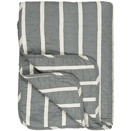 Quilt throw - Wide Stripe - Grey / White