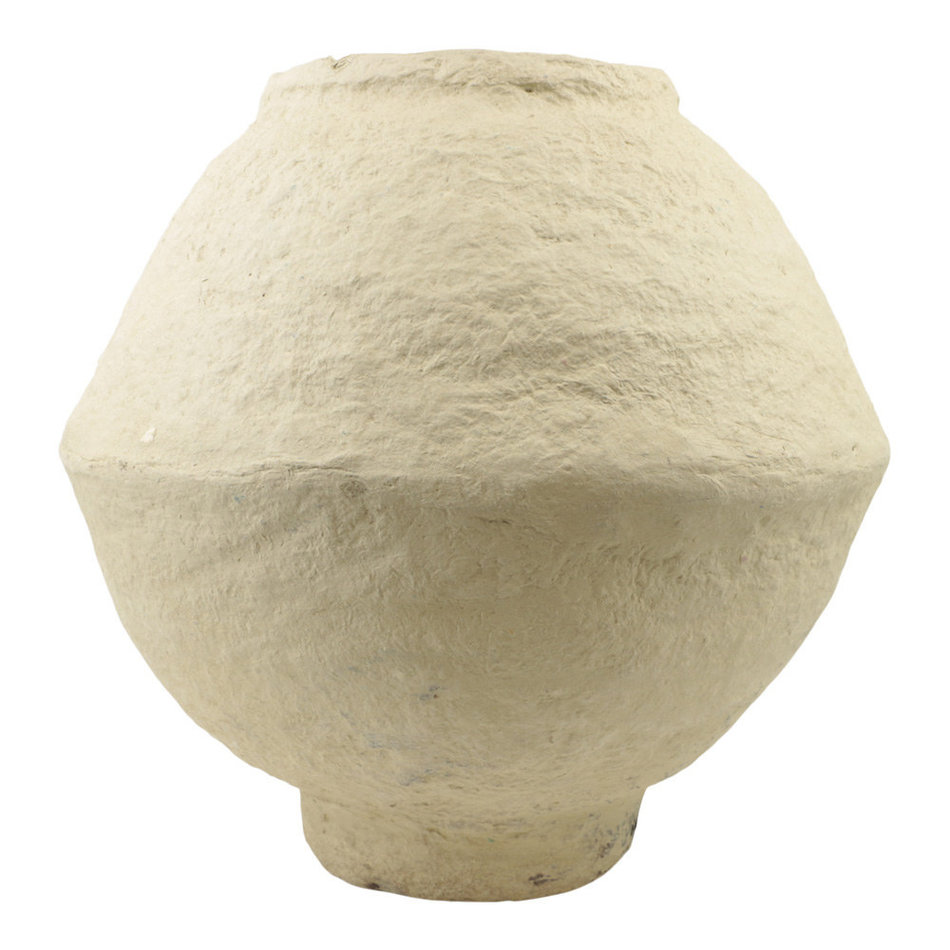 Papier mache pot met kraag - Naturel - H46cm