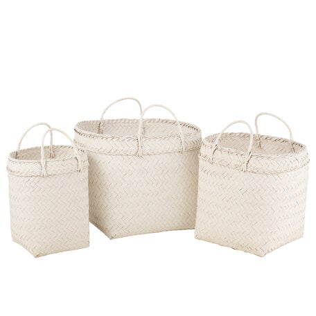 Rattan Baskets - Square - White - Set of 3