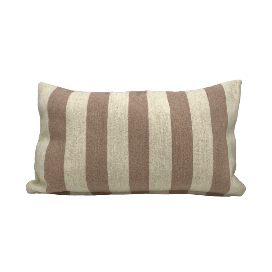 Kussen big stripes - Roze / Naturel