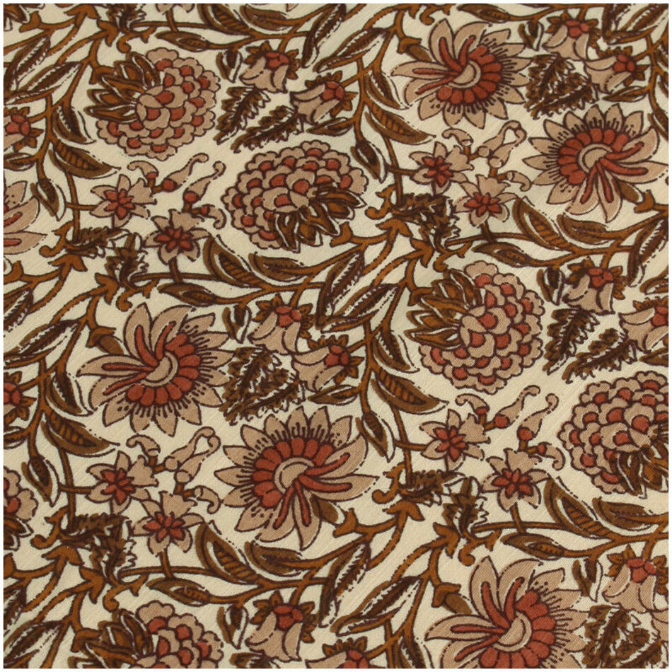 Tablecloth Flowers - Cotton - Brown