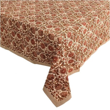 Tablecloth Flowers - Cotton - Brown