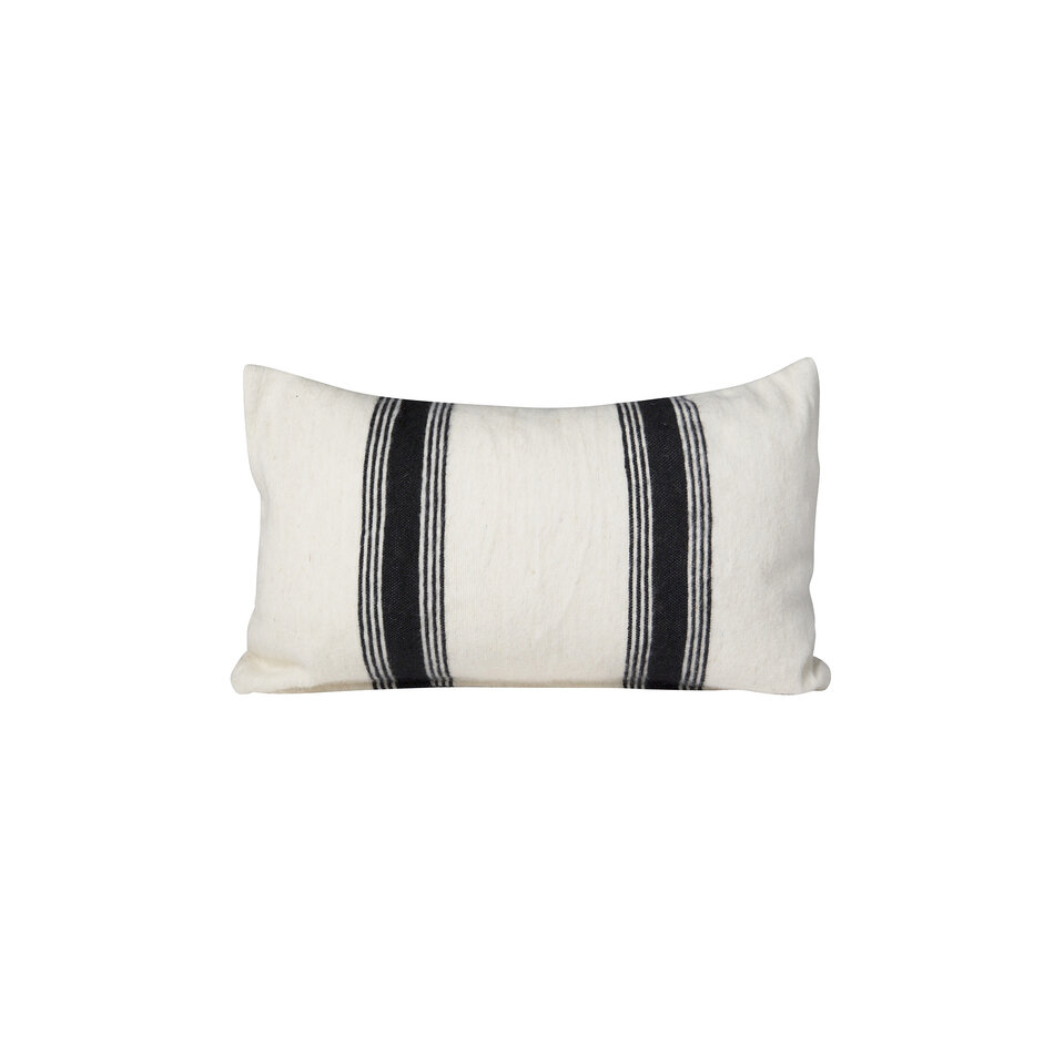 Cushion stripes - Black / Offwhite - Wool