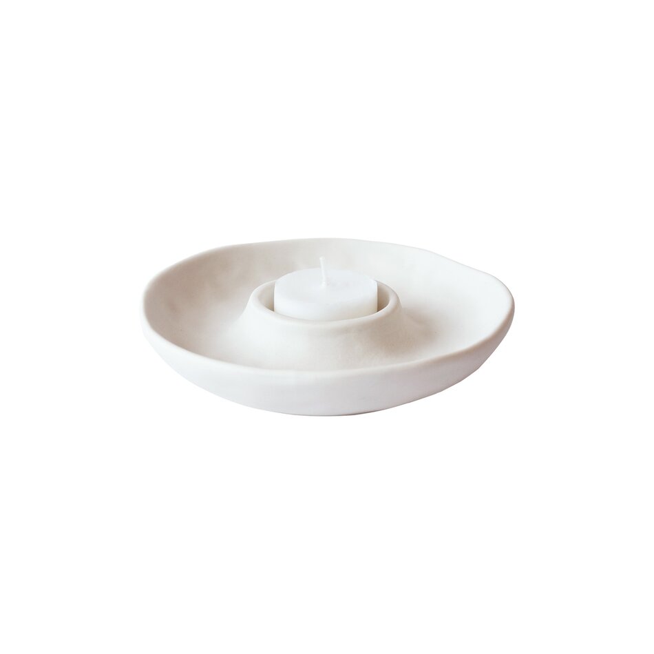 Tealight holder - Imperfectly round -  Matt white