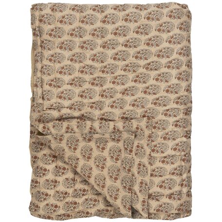 Quilt / plaid beige - Brown flower