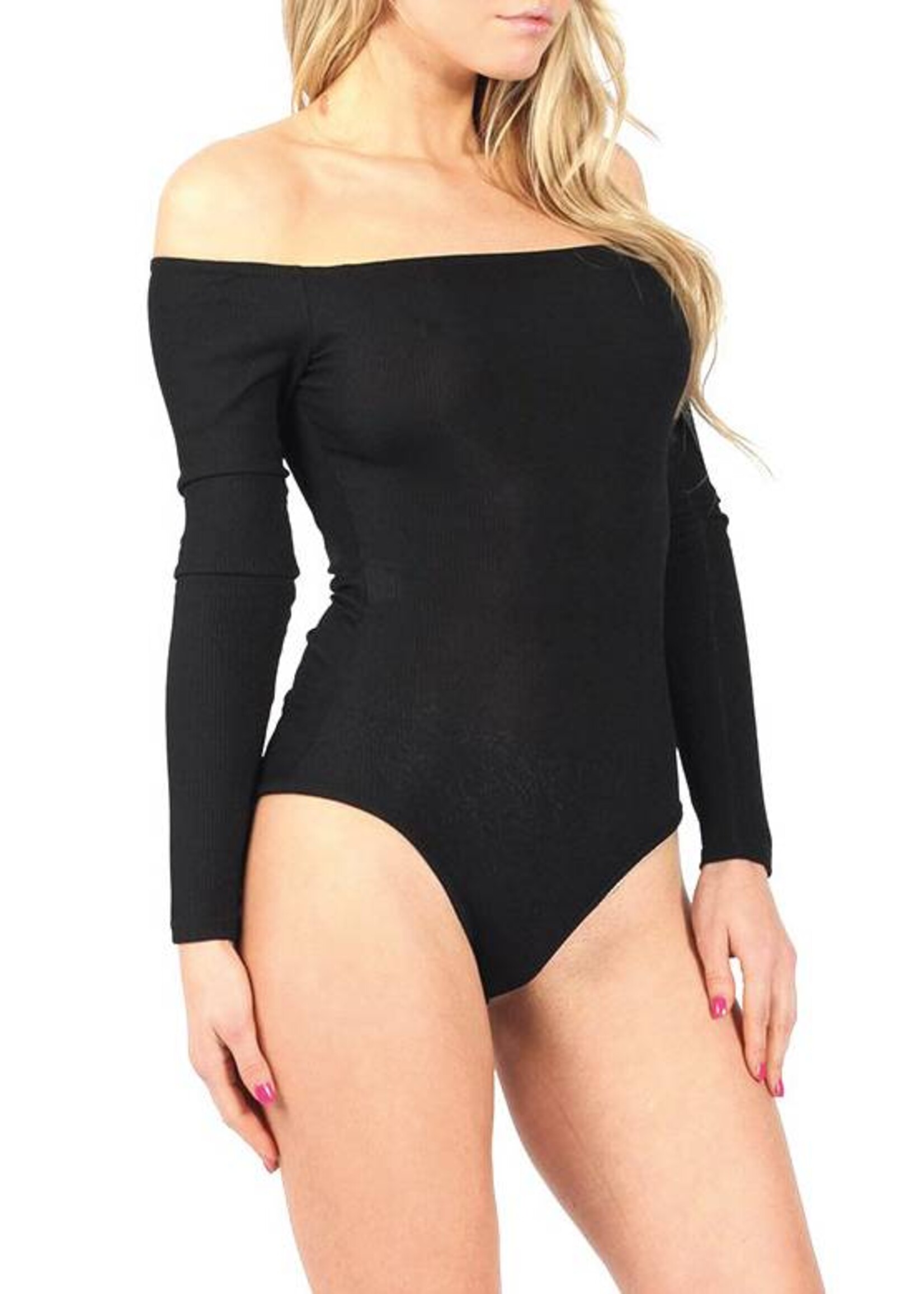 KENDALL BARDOT BODYSUIT BLACK