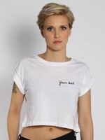 CUSTOM SMALL WRITTEN TEXT CROP TOP (WMN)