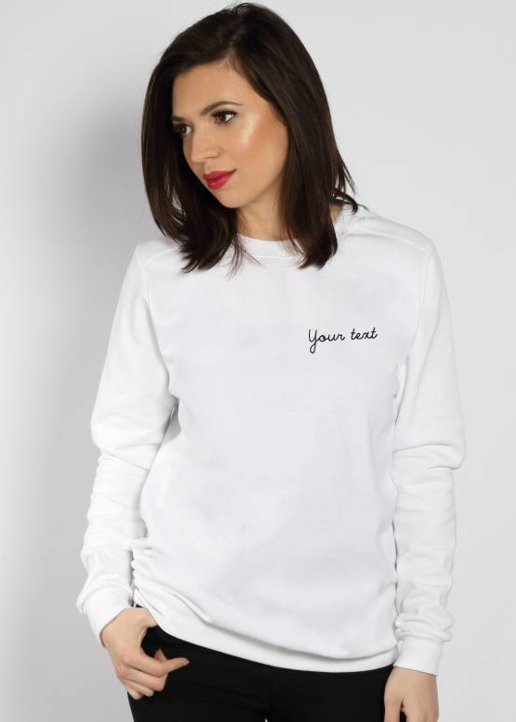 CUSTOM SMALL WRITTEN TEXT SWEATER (WMN)