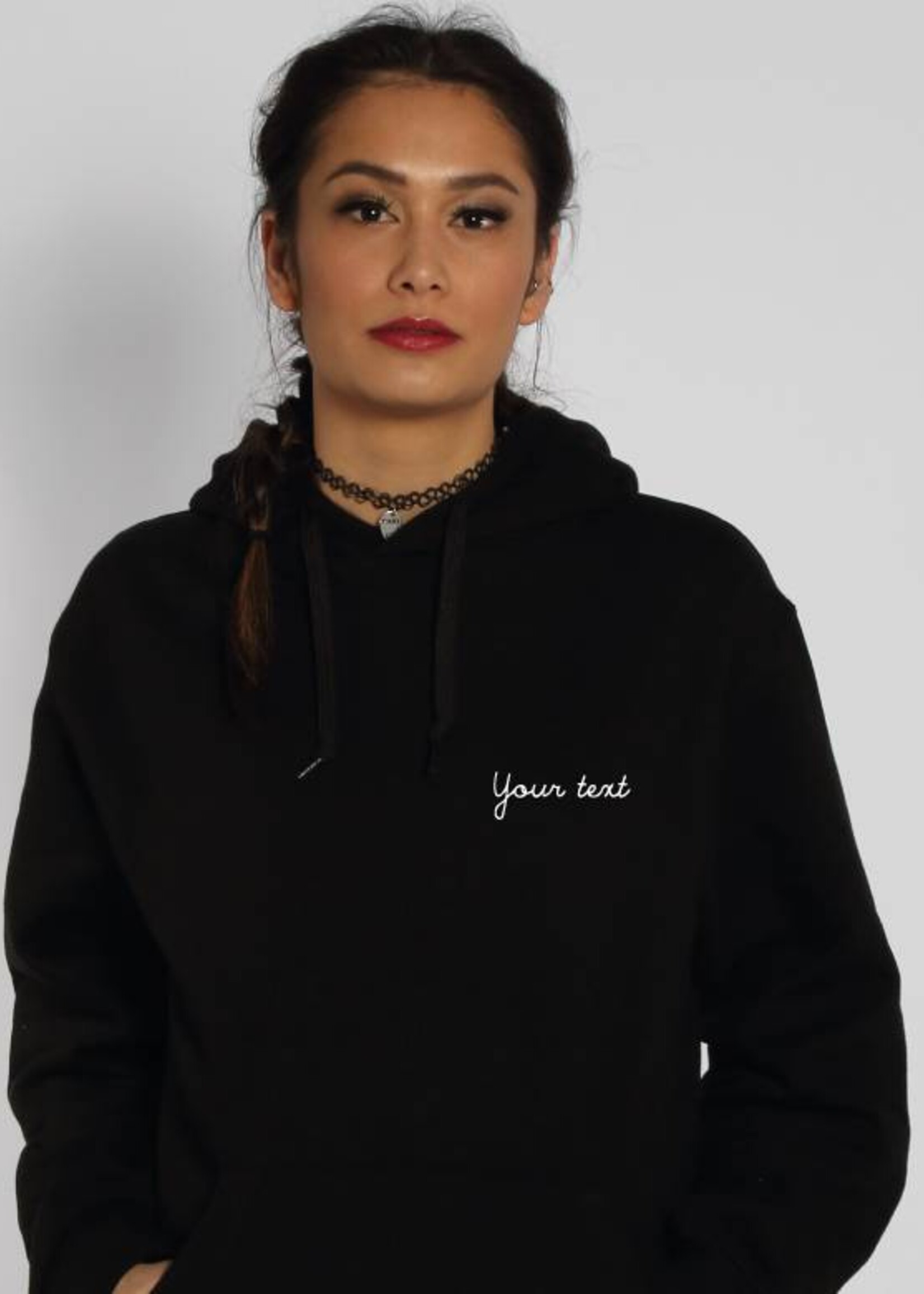 CUSTOM SMALL WRITTEN TEXT HOODIE (WMN)