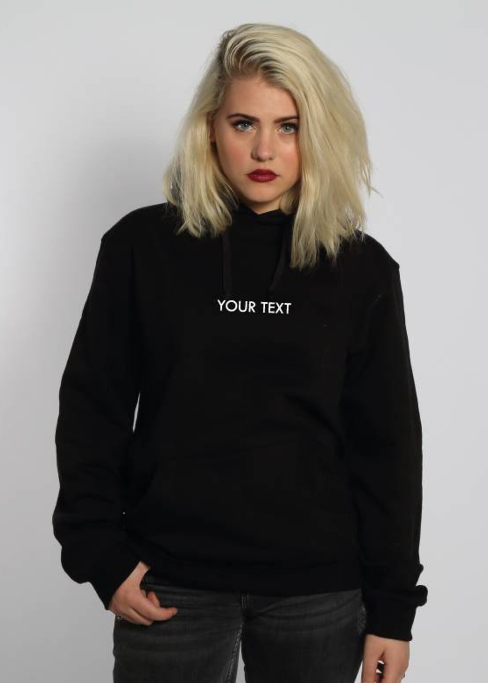 CUSTOM SMALL CAPS TEXT HOODIE (WMN)
