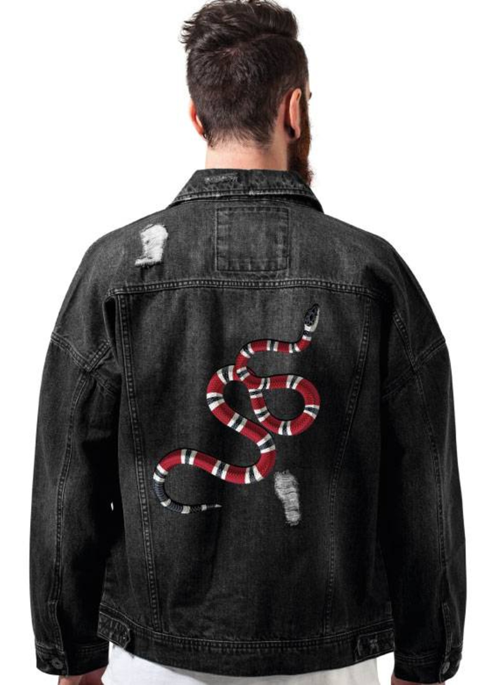 SNAKE RIPPED DENIM JACKET