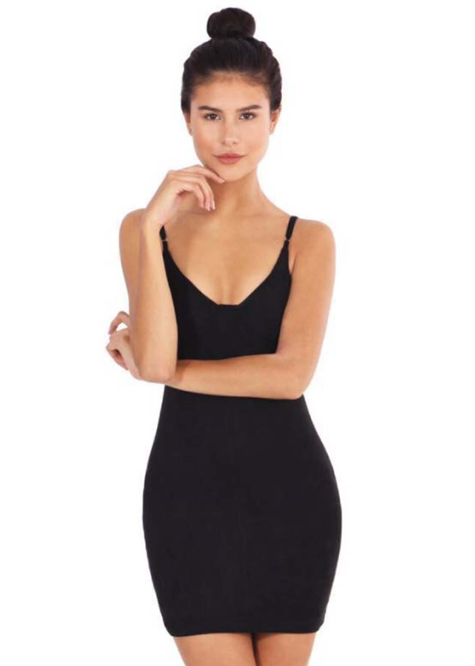 LA SISTERS SUEDE BUSTIER DRESS BLACK
