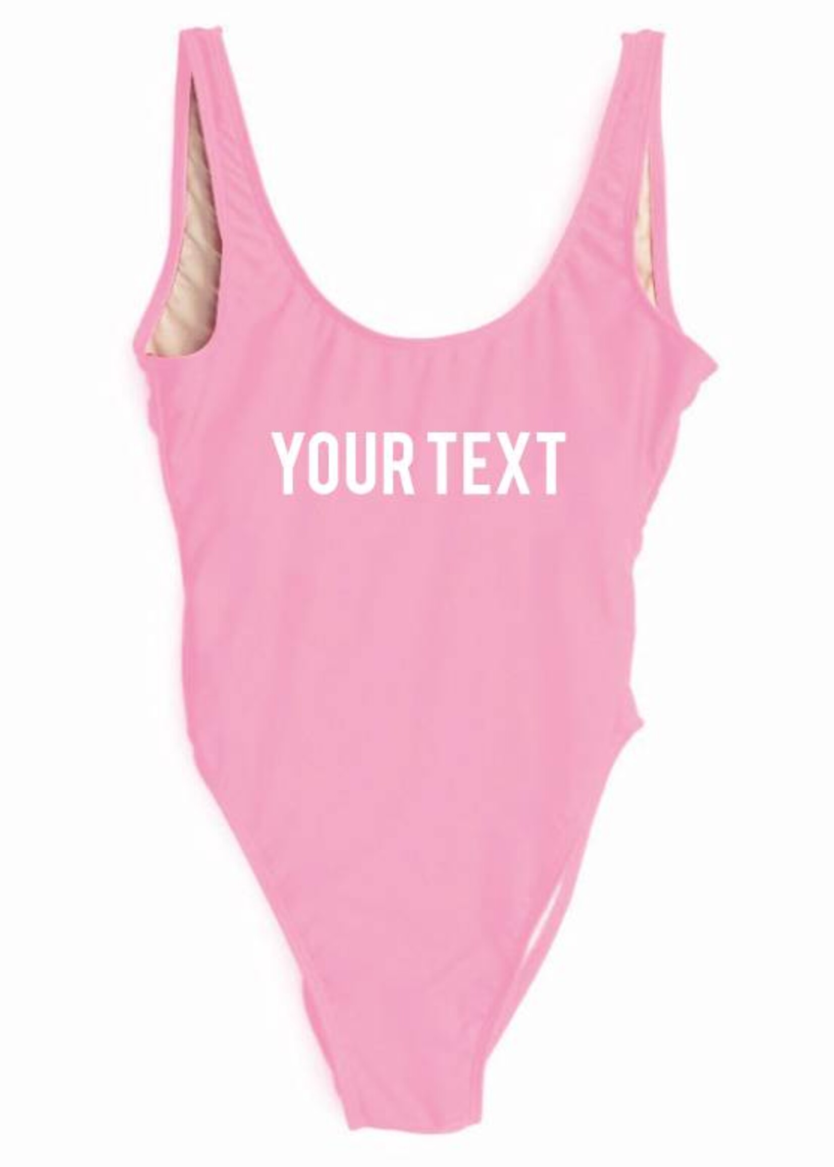 CUSTOM TEXT SWIMSUIT PINK