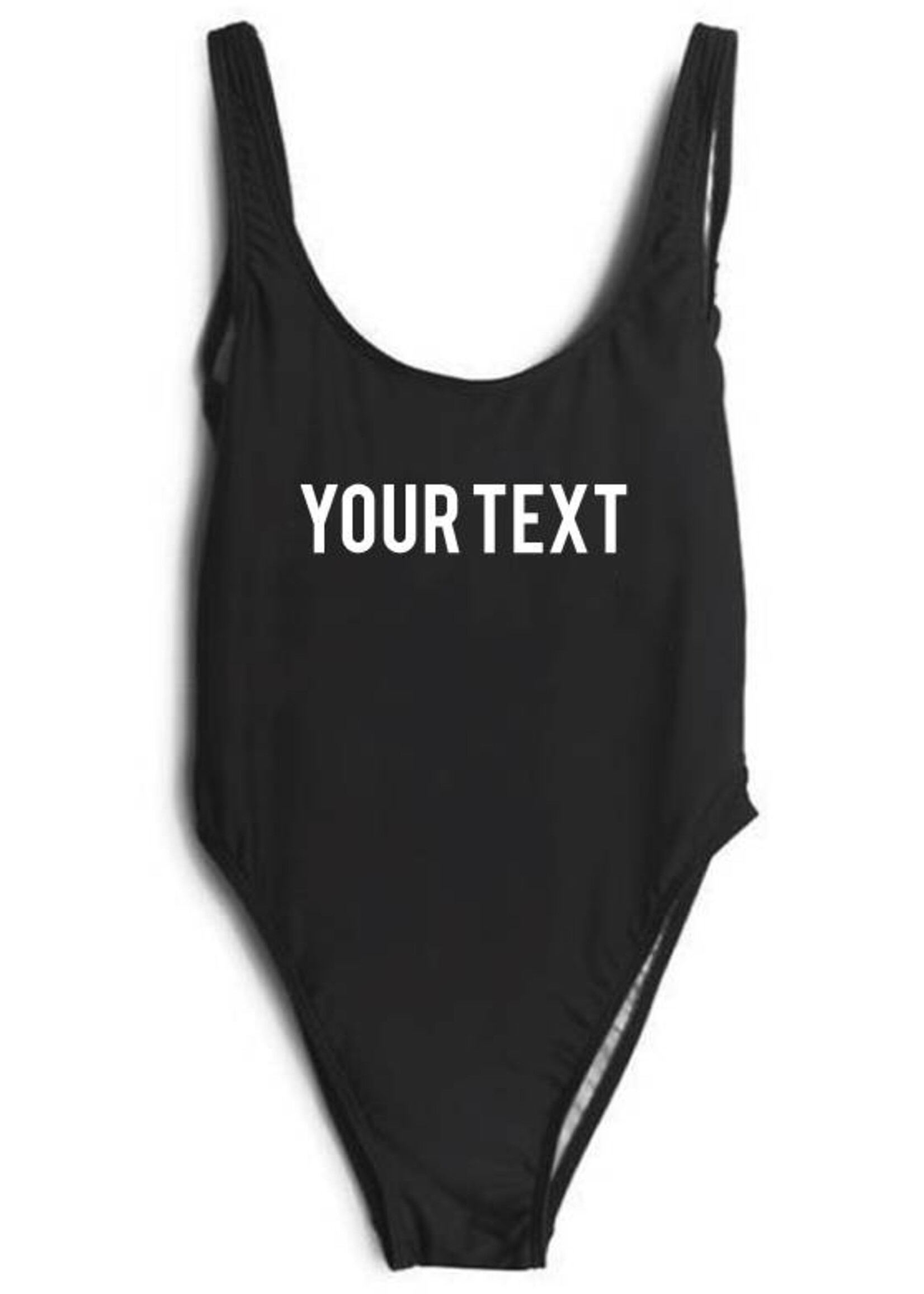 CUSTOM TEXT SWIMSUIT BLACK